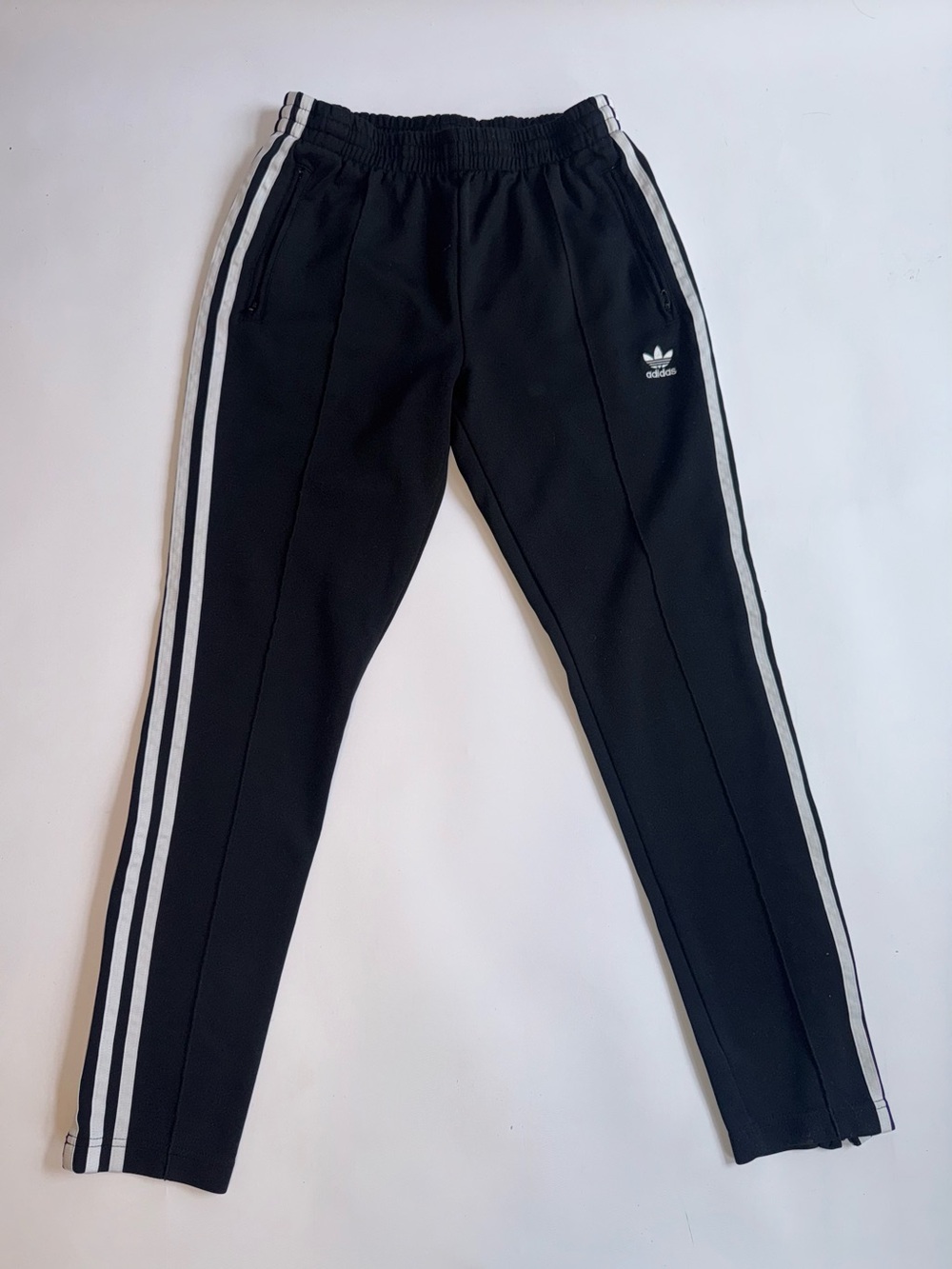 Adidas Originals Women’s S Black 3 Stripes Track Pants Trefoil Ankle Zip